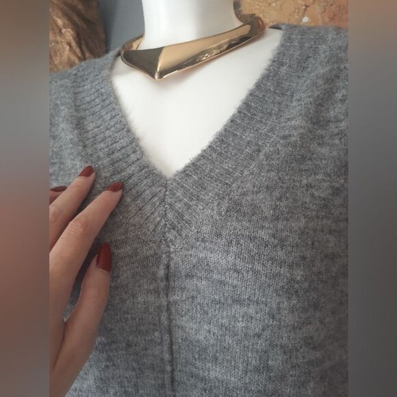 Nwt Dreamers Gray V-Neck Sweater Dress - Picture 6 of 14